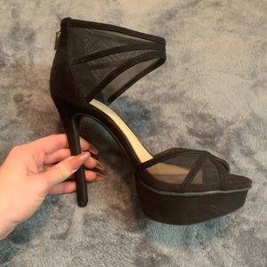 Jessica Simpson stiletto black heels open toe